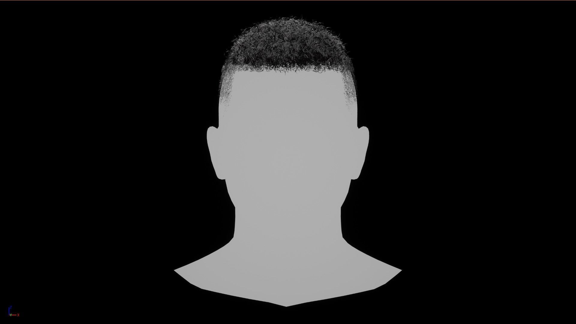 Male Real-Time Hair Afro Low-poly 3D model_3