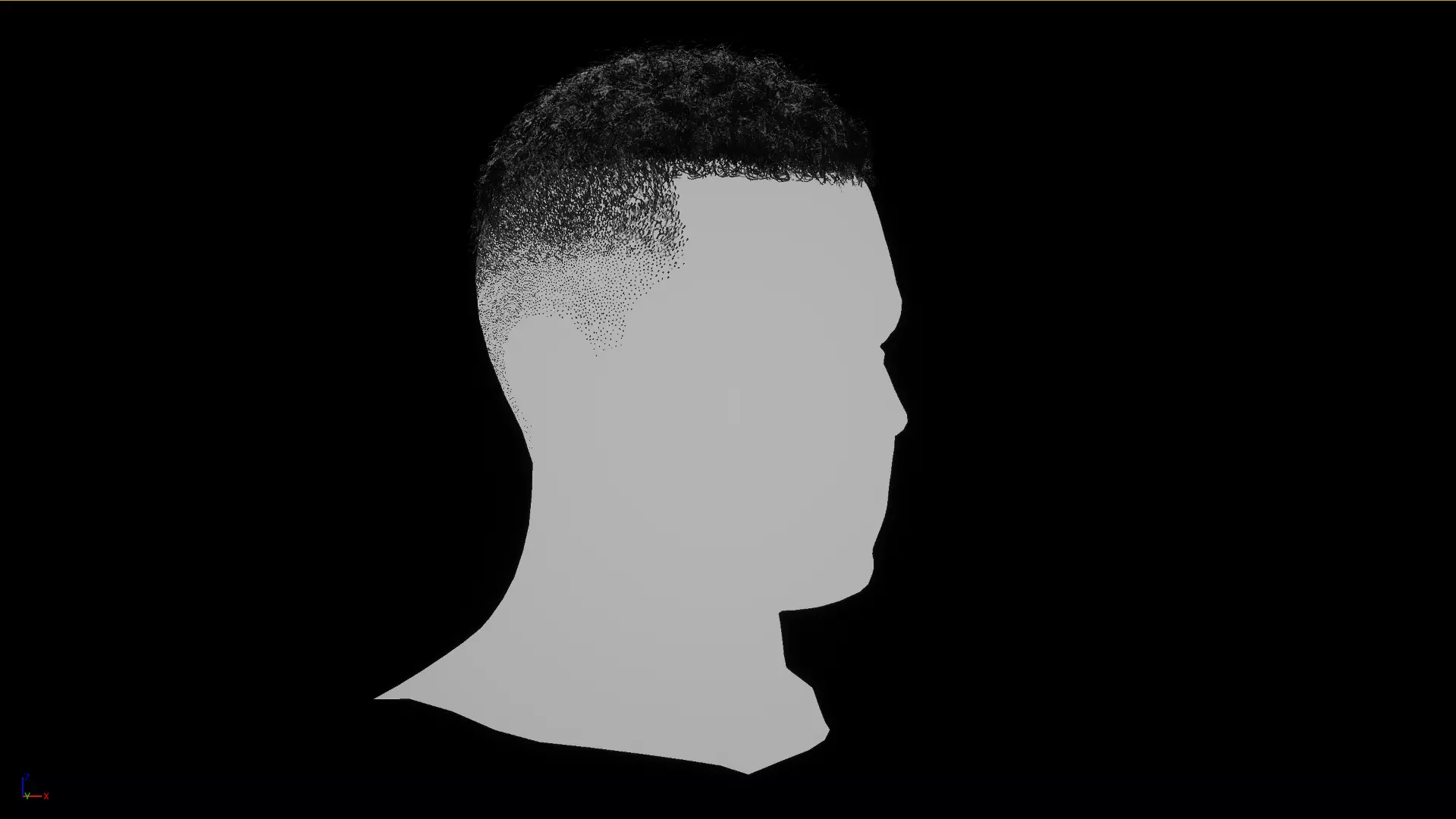 Male Real-Time Hair Afro Low-poly 3D model_0