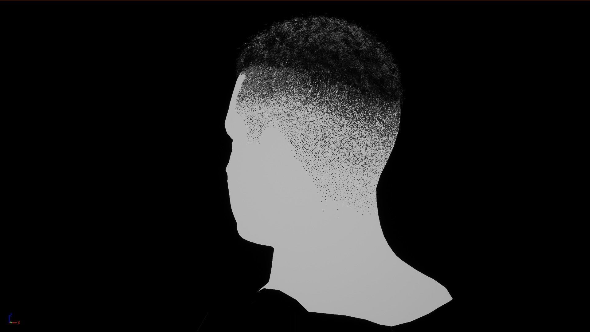 Male Real-Time Hair Afro Low-poly 3D model_4