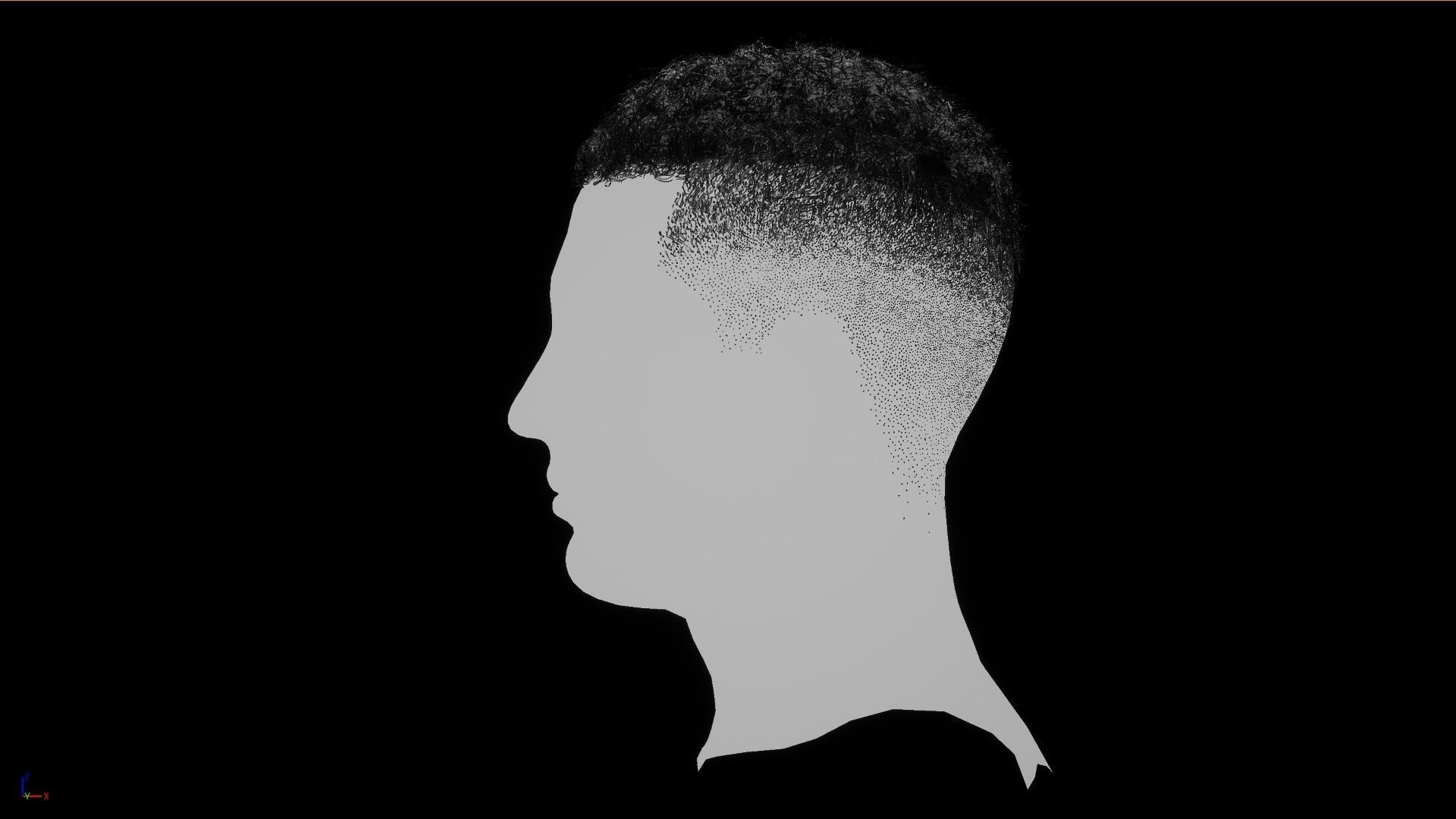 Male Real-Time Hair Afro Low-poly 3D model_7