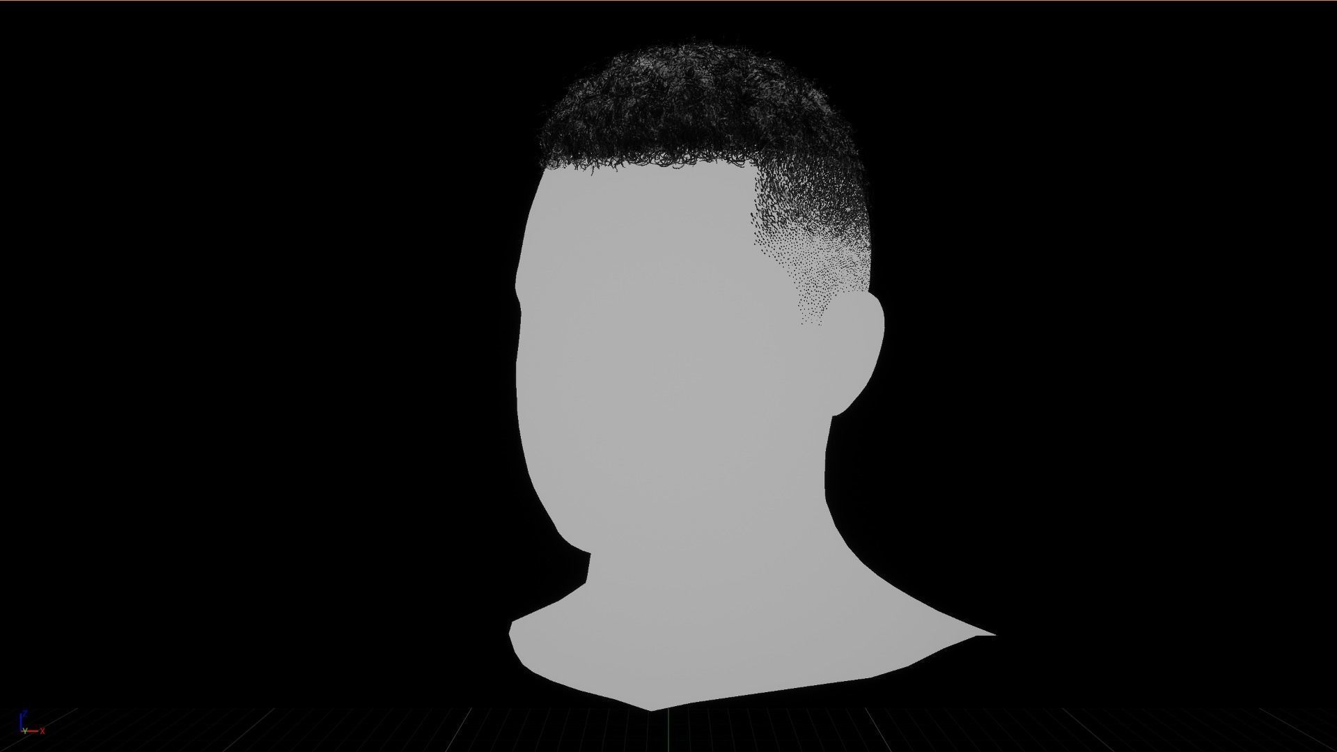 Male Real-Time Hair Afro Low-poly 3D model_1