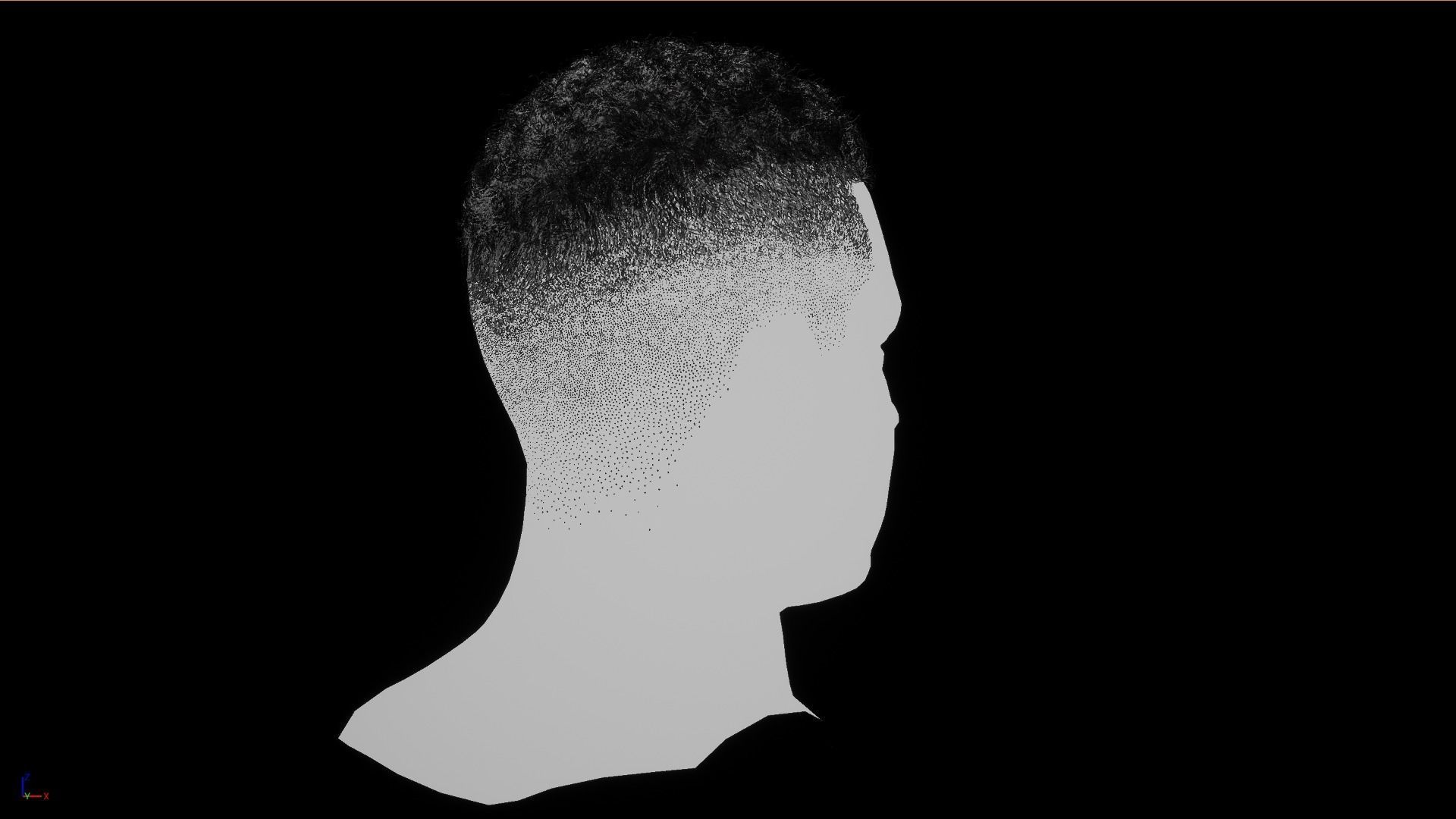 Male Real-Time Hair Afro Low-poly 3D model_6