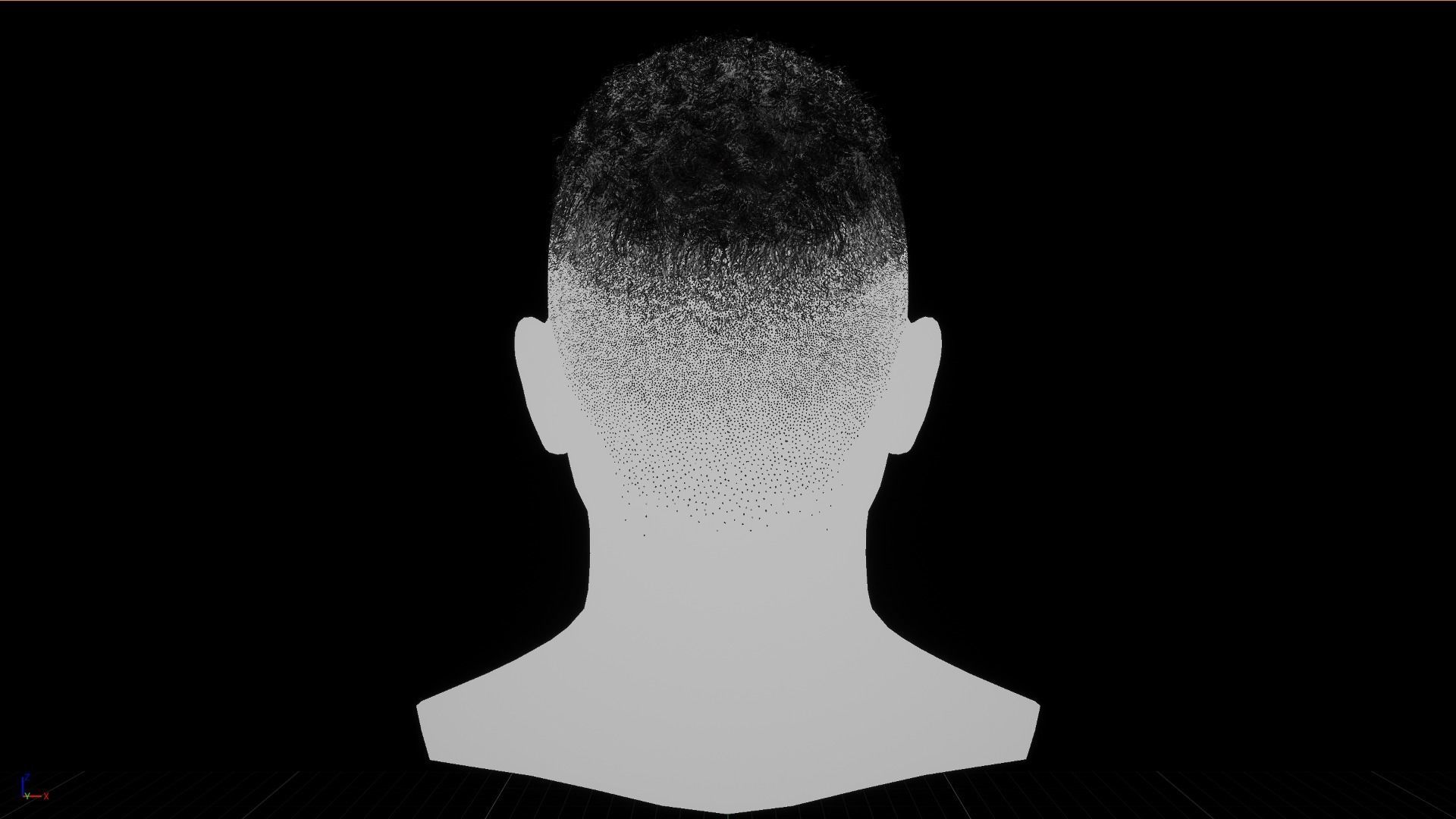 Male Real-Time Hair Afro Low-poly 3D model_2