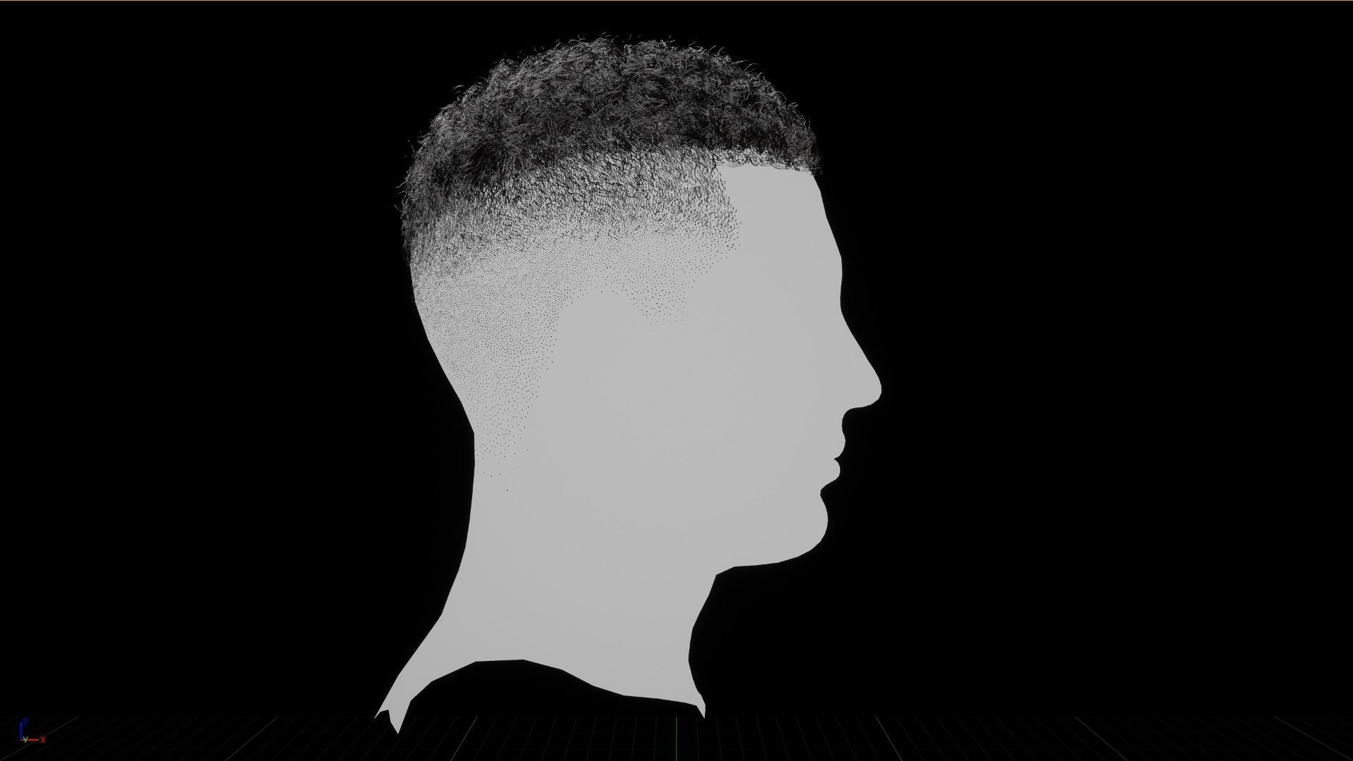 Male Real-Time Hair Afro Low-poly 3D model_5