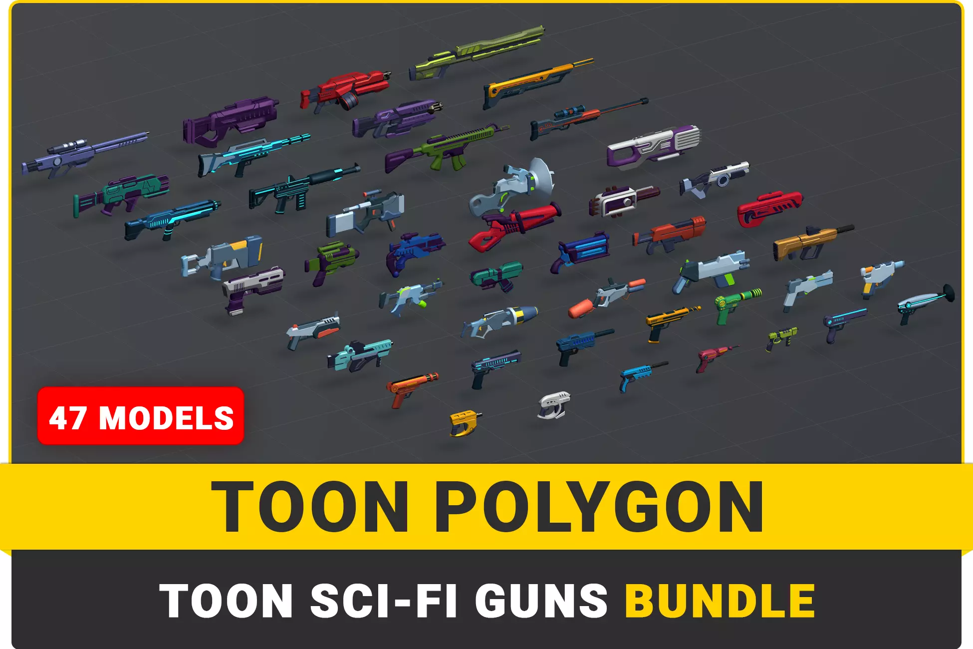 Toon SciFi Guns Bundle - 47 Low Poly Guns Low-poly 3D model_0