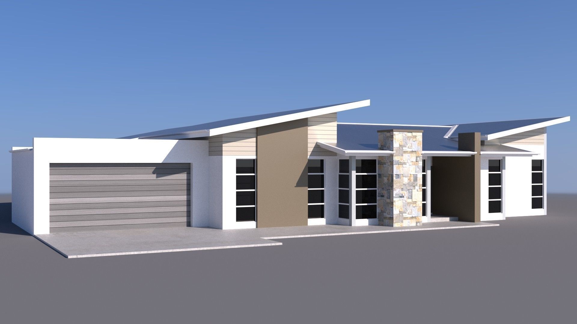 Australian Houses Modular Pack A Low-poly 3D model_4