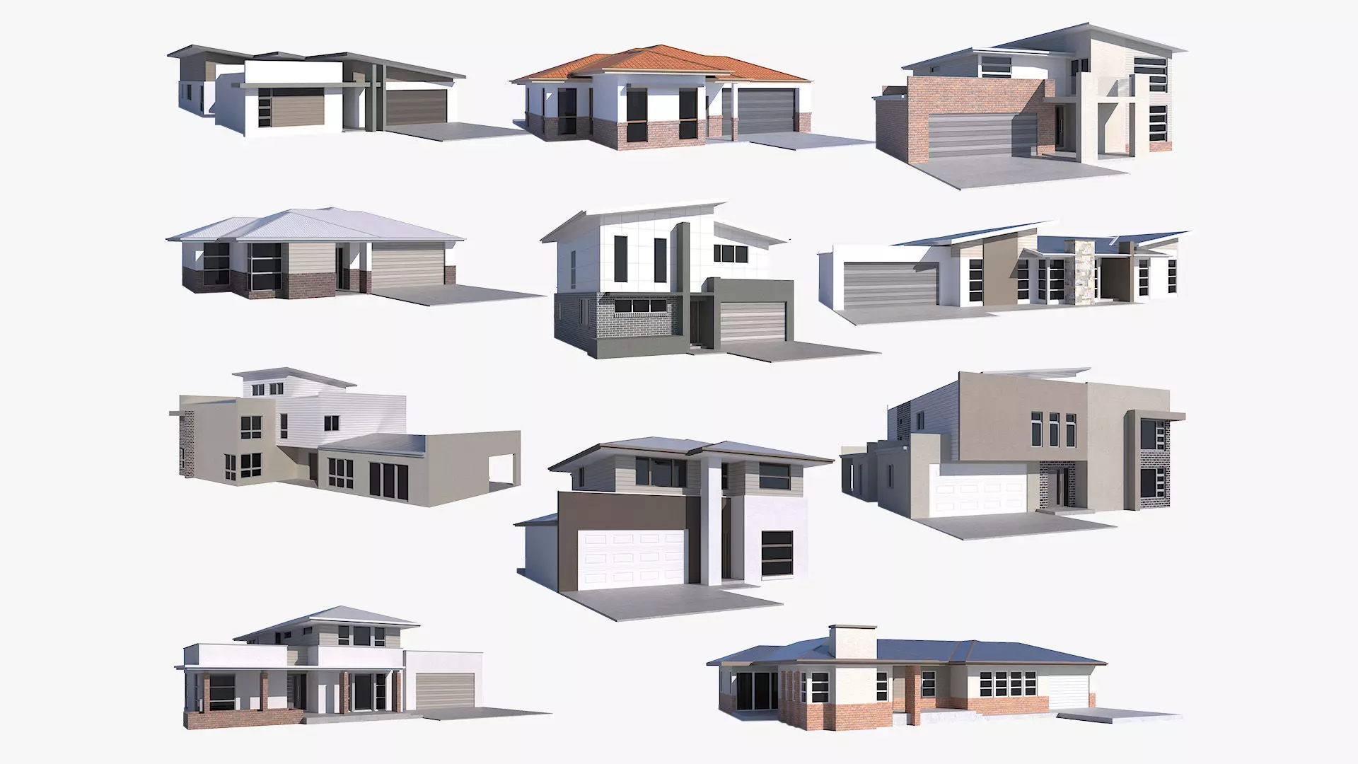 Australian Houses Modular Pack A Low-poly 3D model_0