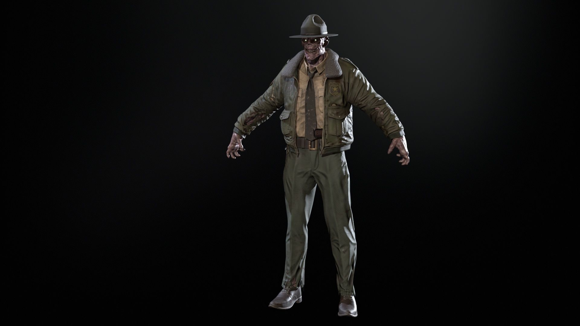 Zombie Sheriff Low-poly 3D model_18