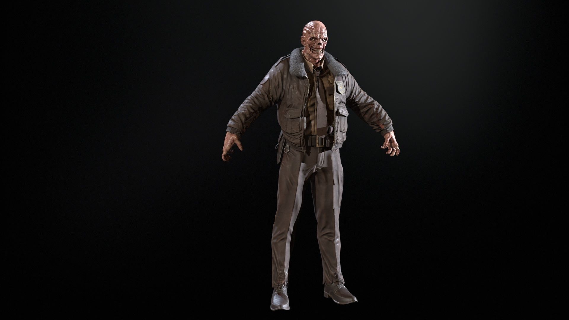 Zombie Sheriff Low-poly 3D model_15