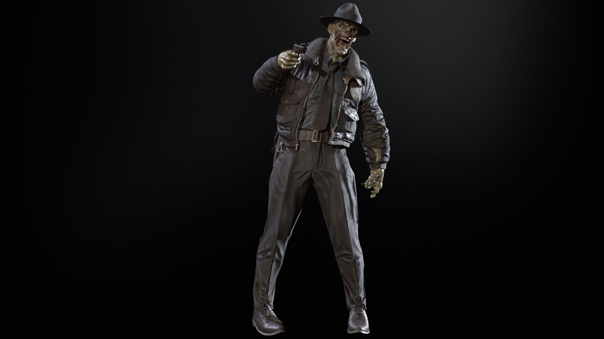 Zombie Sheriff Low-poly 3D model_24