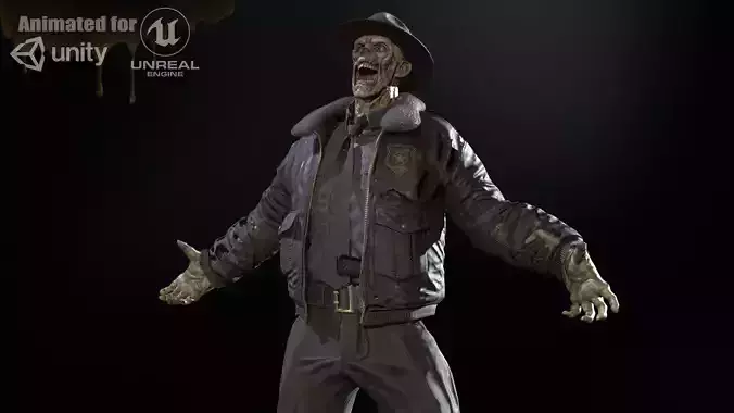 Zombie Sheriff Low-poly 3D model