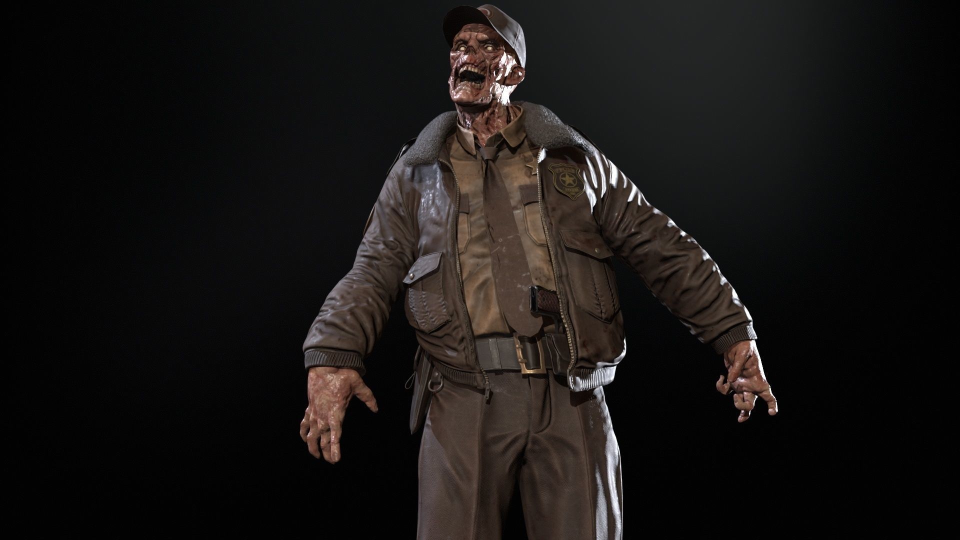 Zombie Sheriff Low-poly 3D model_33
