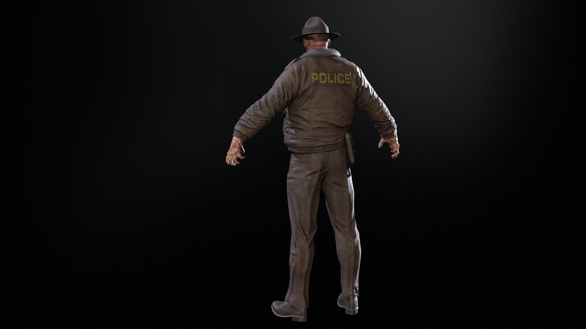 Zombie Sheriff Low-poly 3D model_14