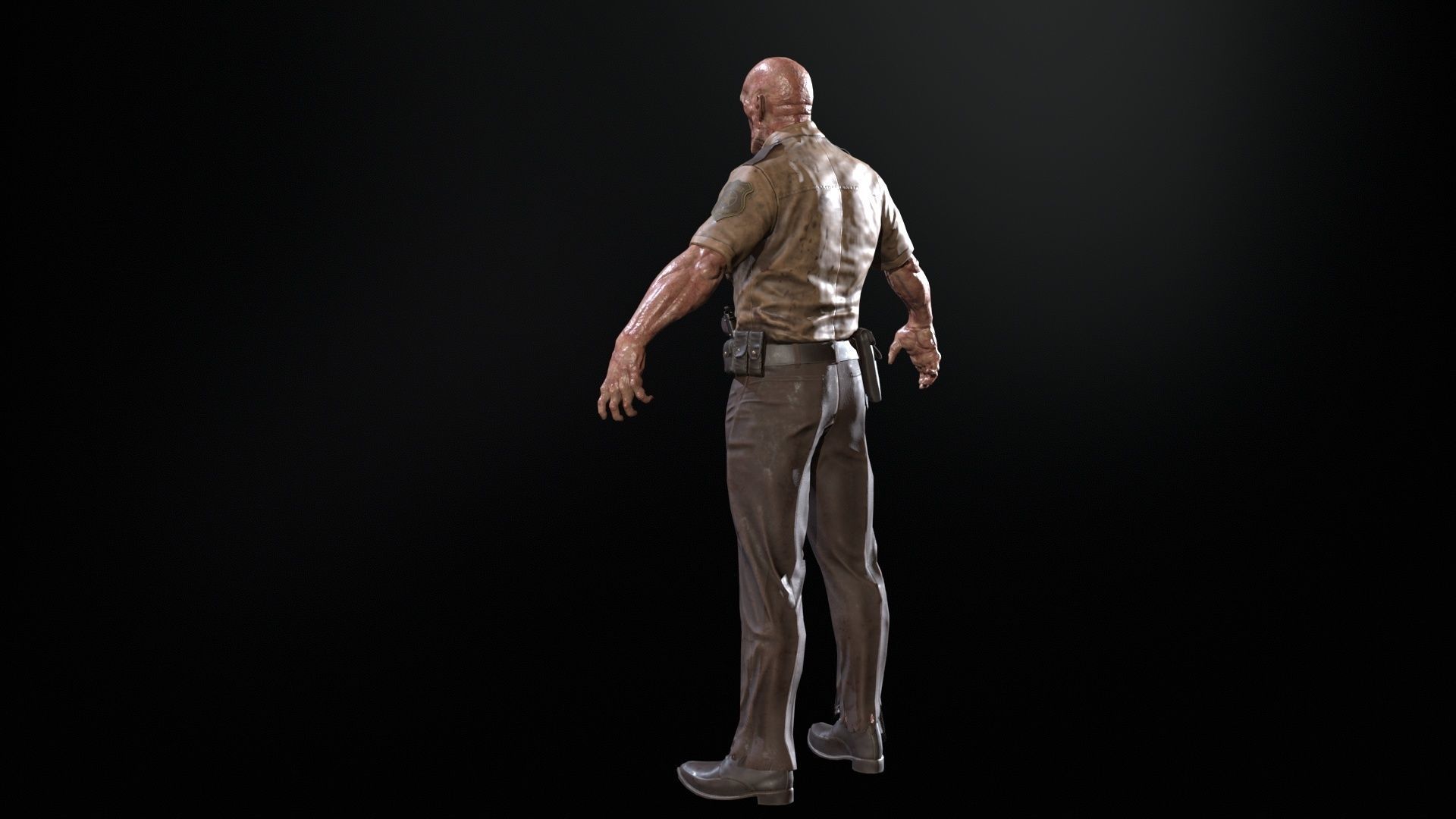 Zombie Sheriff Low-poly 3D model_16