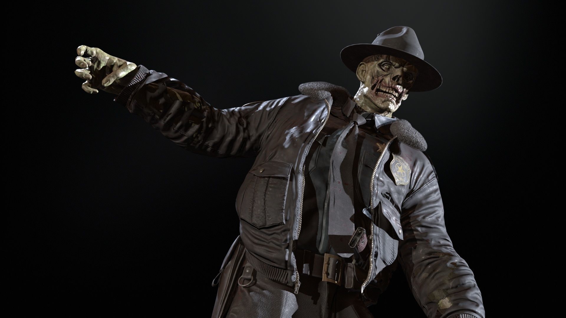 Zombie Sheriff Low-poly 3D model_29