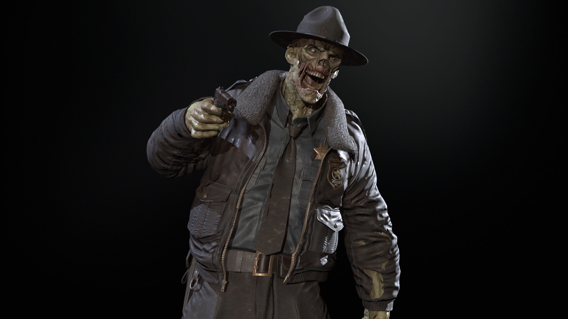 Zombie Sheriff Low-poly 3D model_25