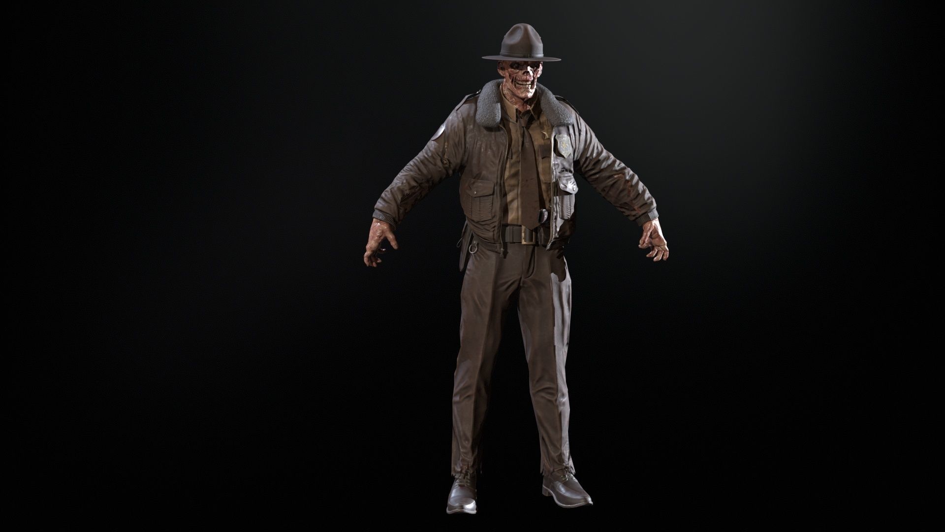 Zombie Sheriff Low-poly 3D model_13