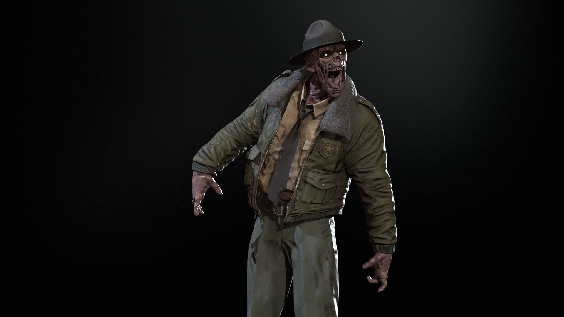 Zombie Sheriff Low-poly 3D model_34