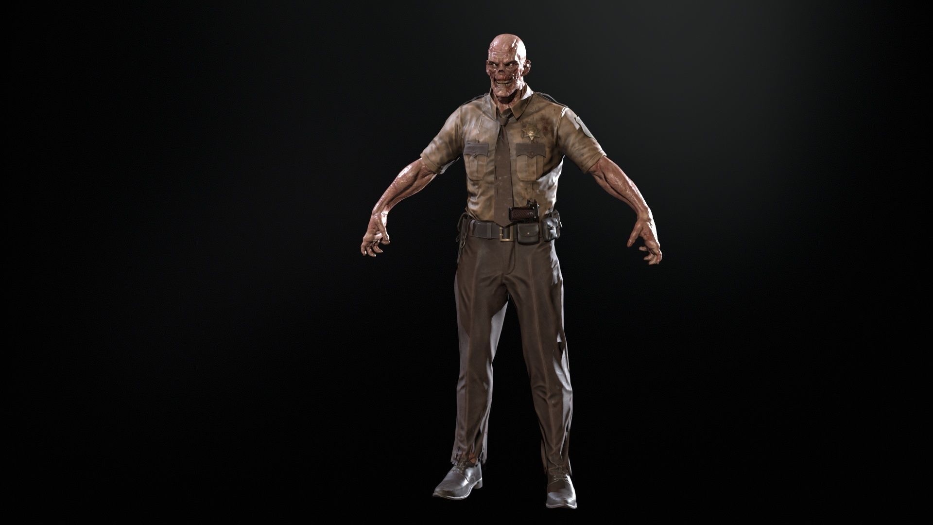 Zombie Sheriff Low-poly 3D model_17