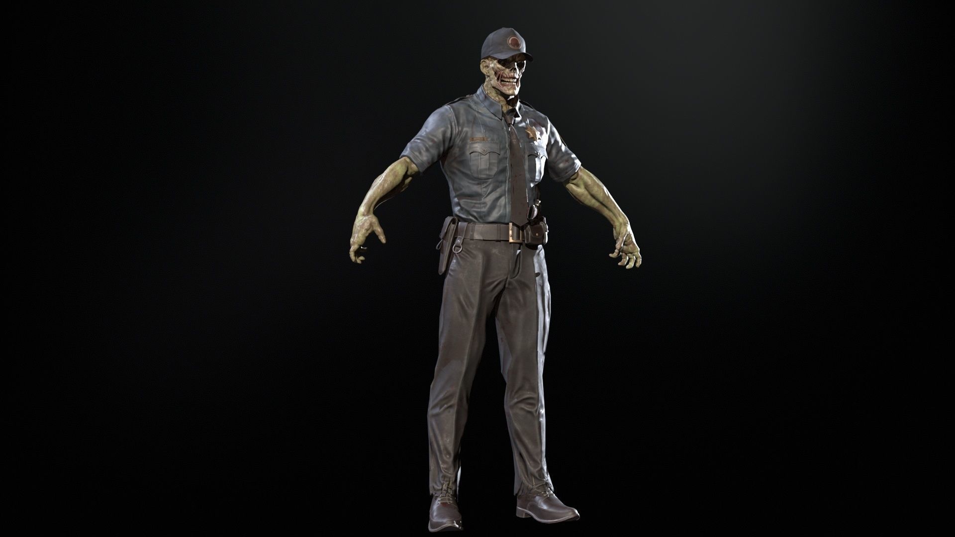 Zombie Sheriff Low-poly 3D model_8