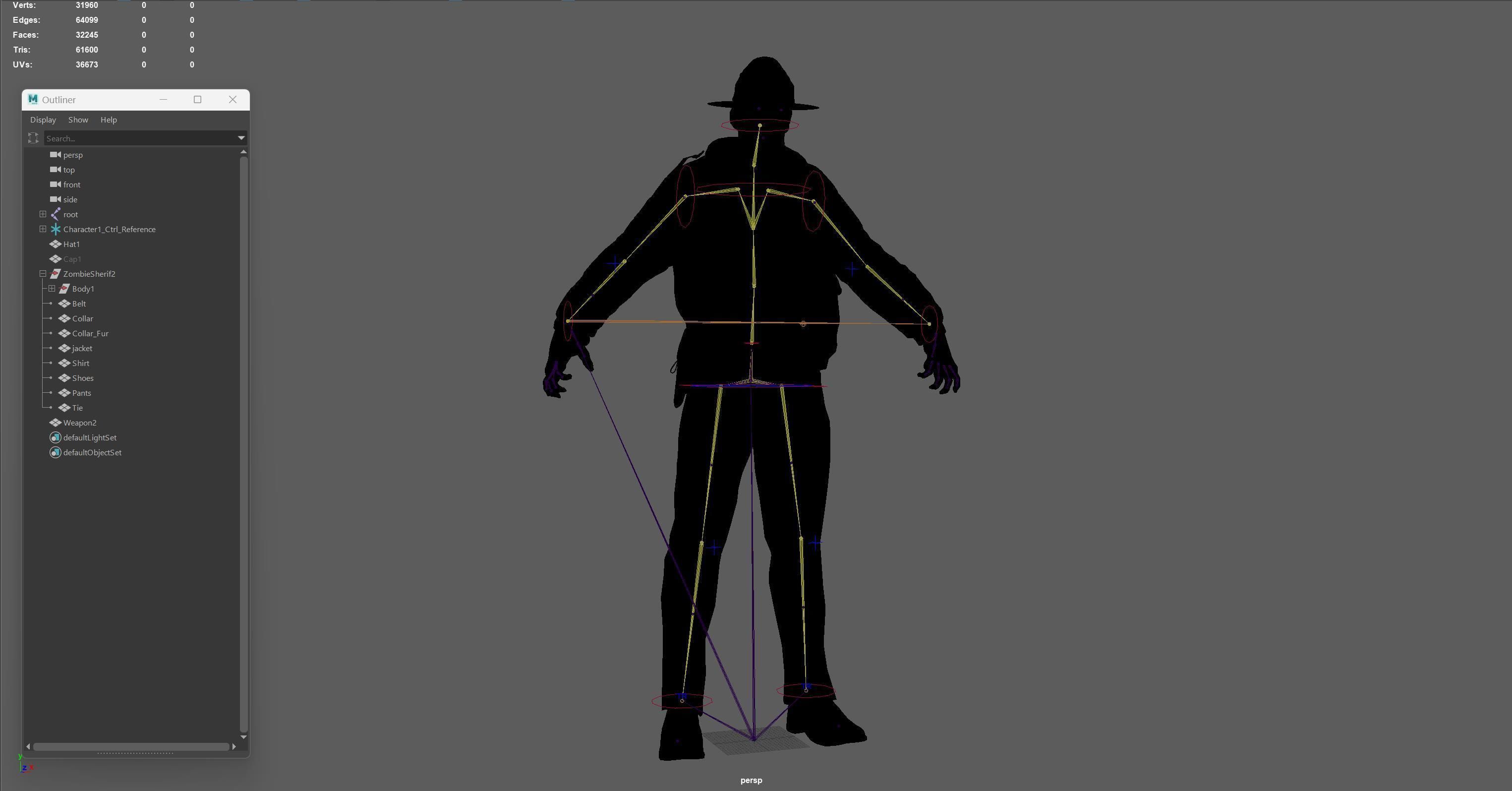 Zombie Sheriff Low-poly 3D model_37