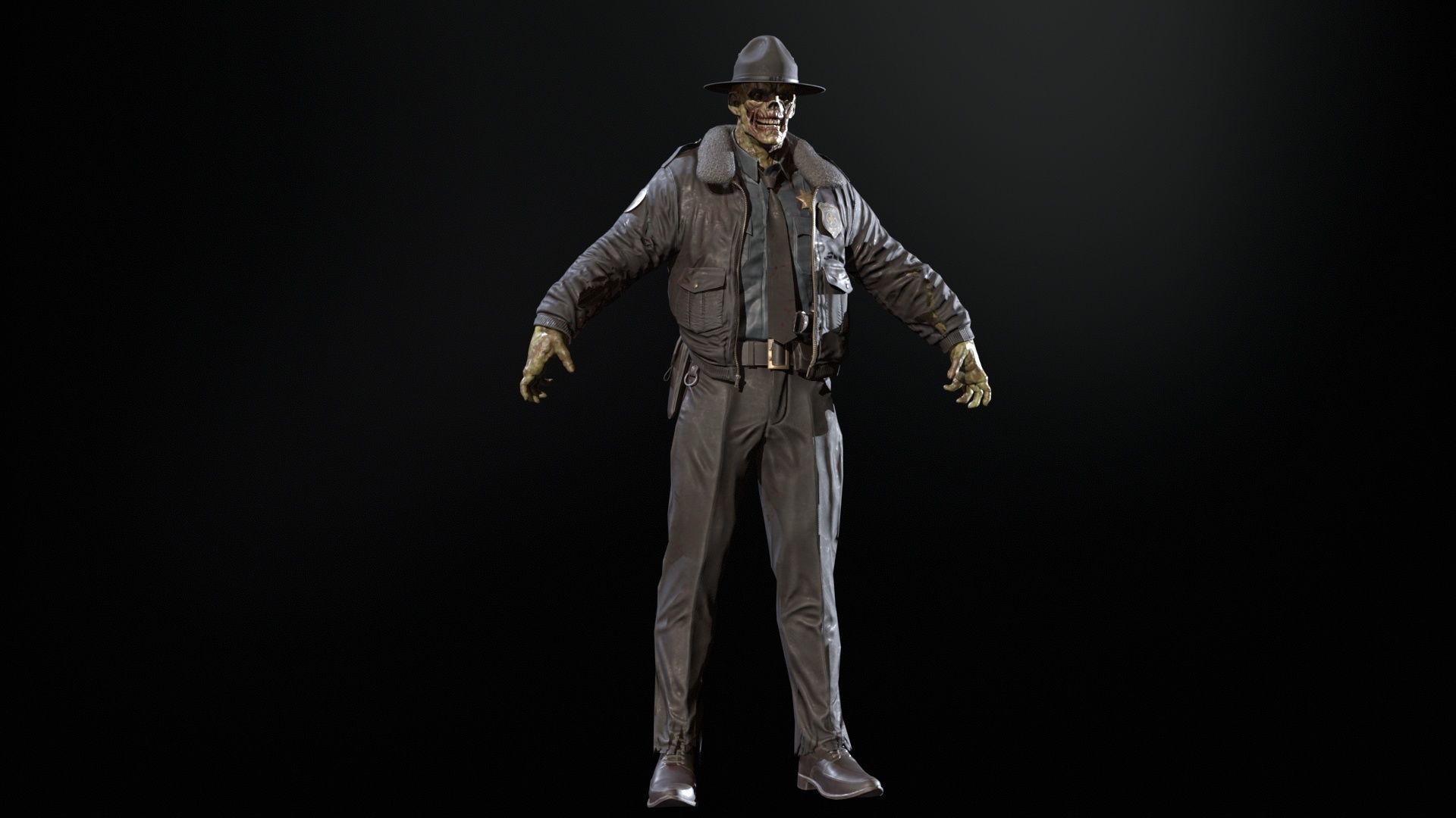 Zombie Sheriff Low-poly 3D model_6