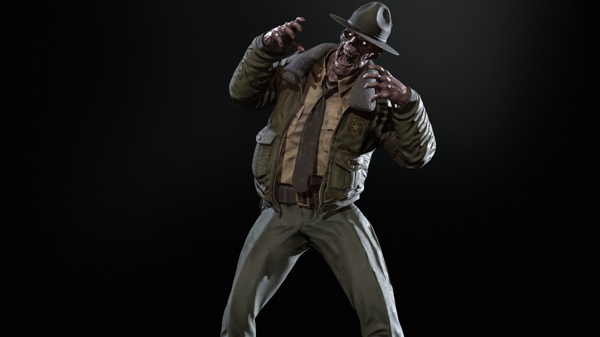 Zombie Sheriff Low-poly 3D model_35