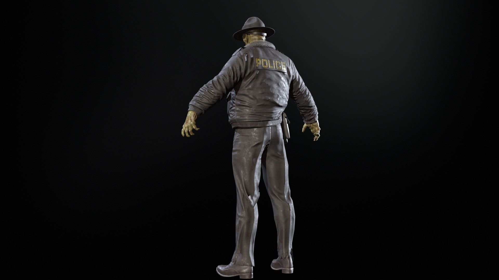 Zombie Sheriff Low-poly 3D model_7