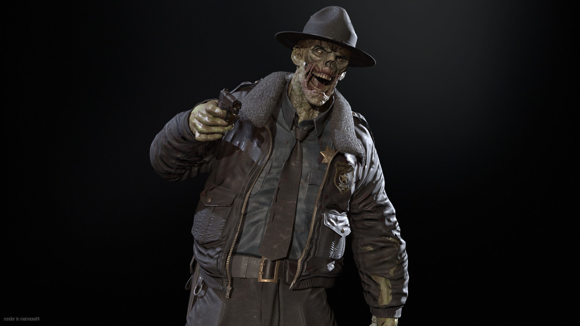 Zombie Sheriff Low-poly 3D model_2