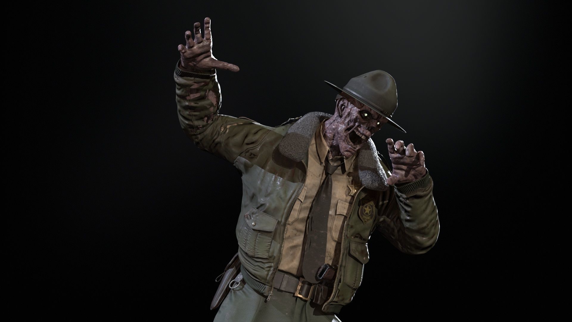 Zombie Sheriff Low-poly 3D model_36