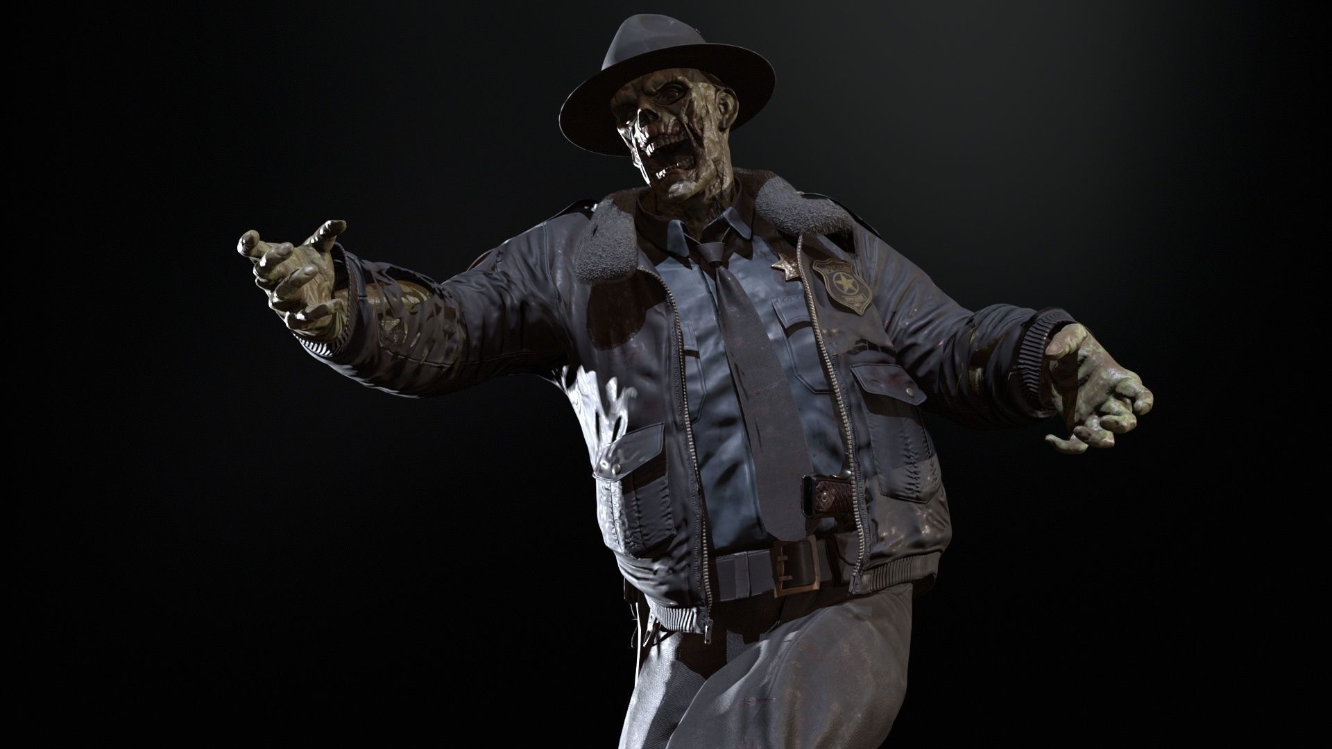 Zombie Sheriff Low-poly 3D model_28