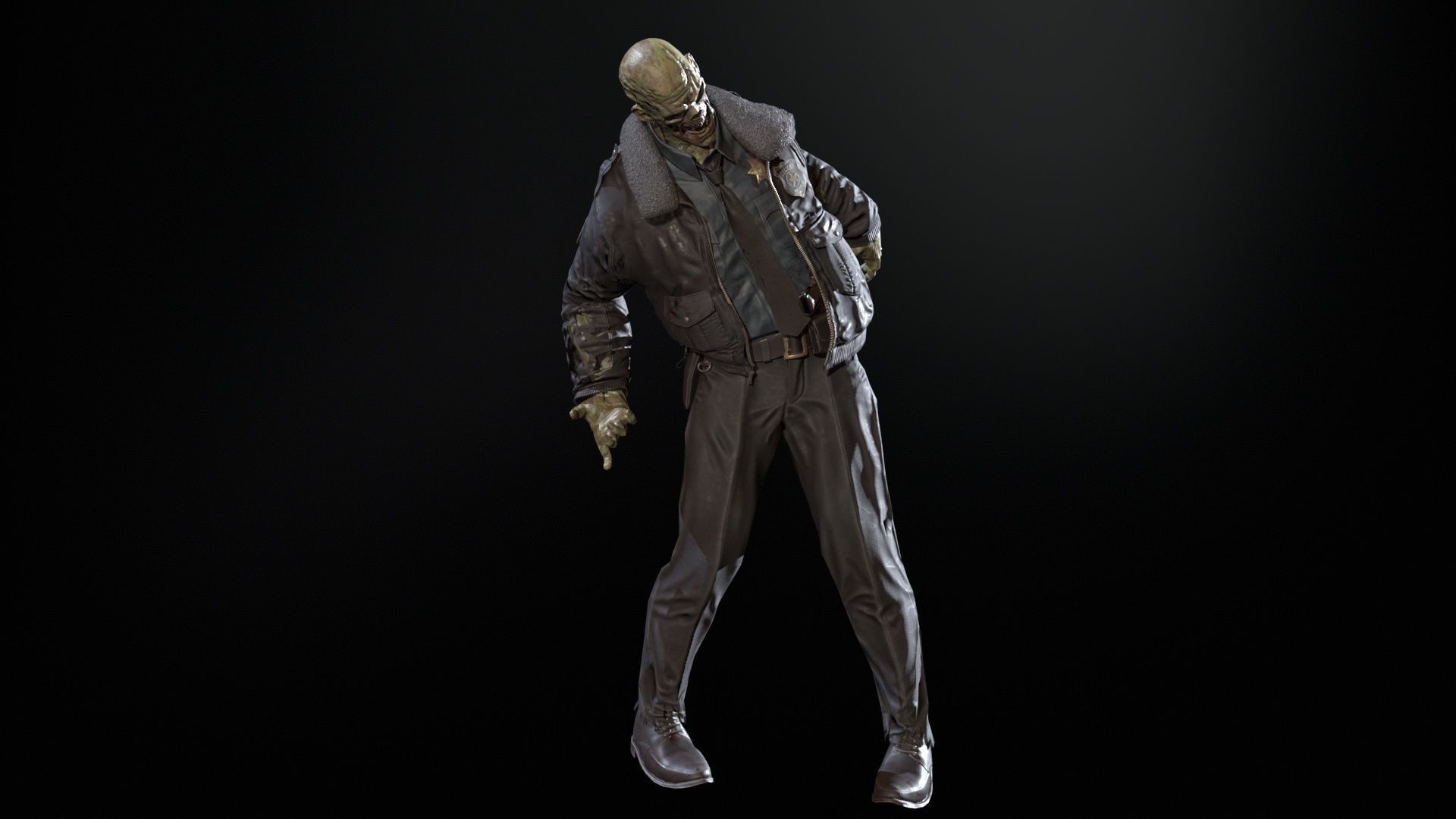 Zombie Sheriff Low-poly 3D model_23