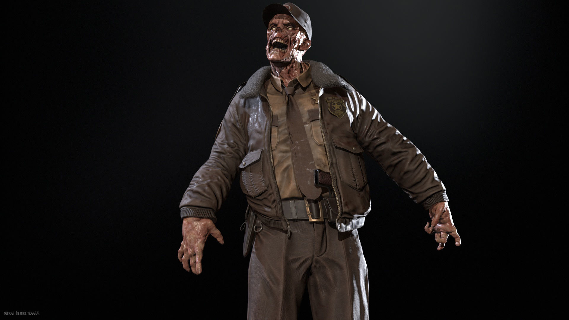 Zombie Sheriff Low-poly 3D model_5