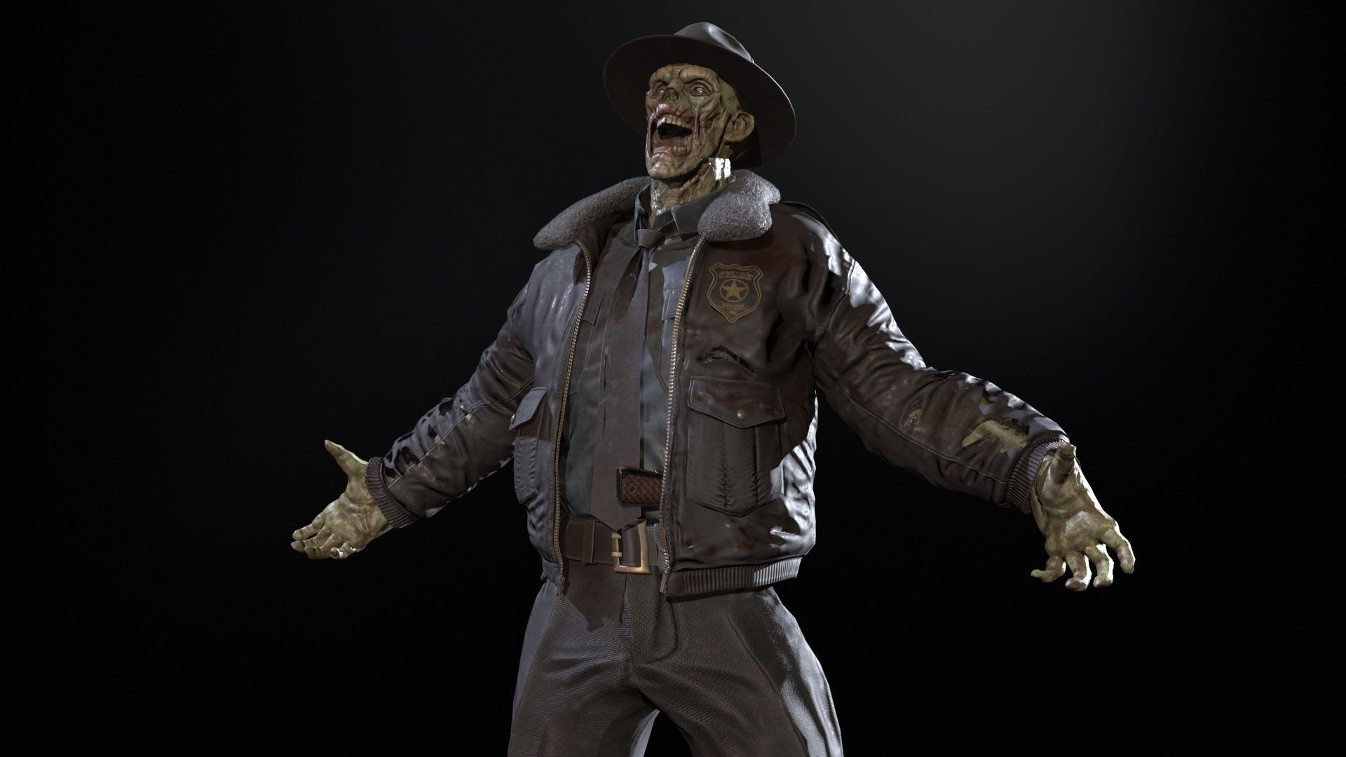 Zombie Sheriff Low-poly 3D model_26