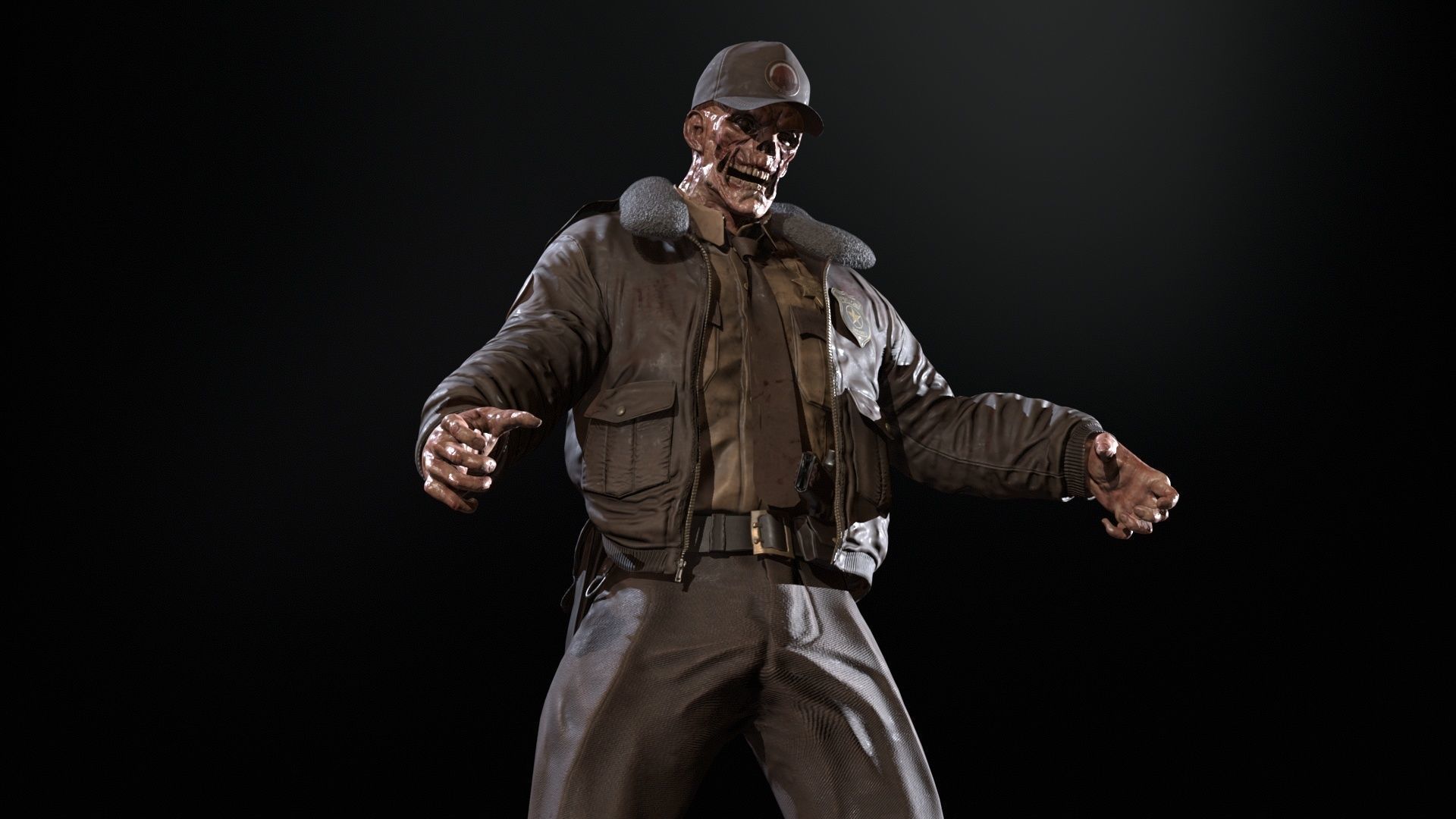 Zombie Sheriff Low-poly 3D model_32