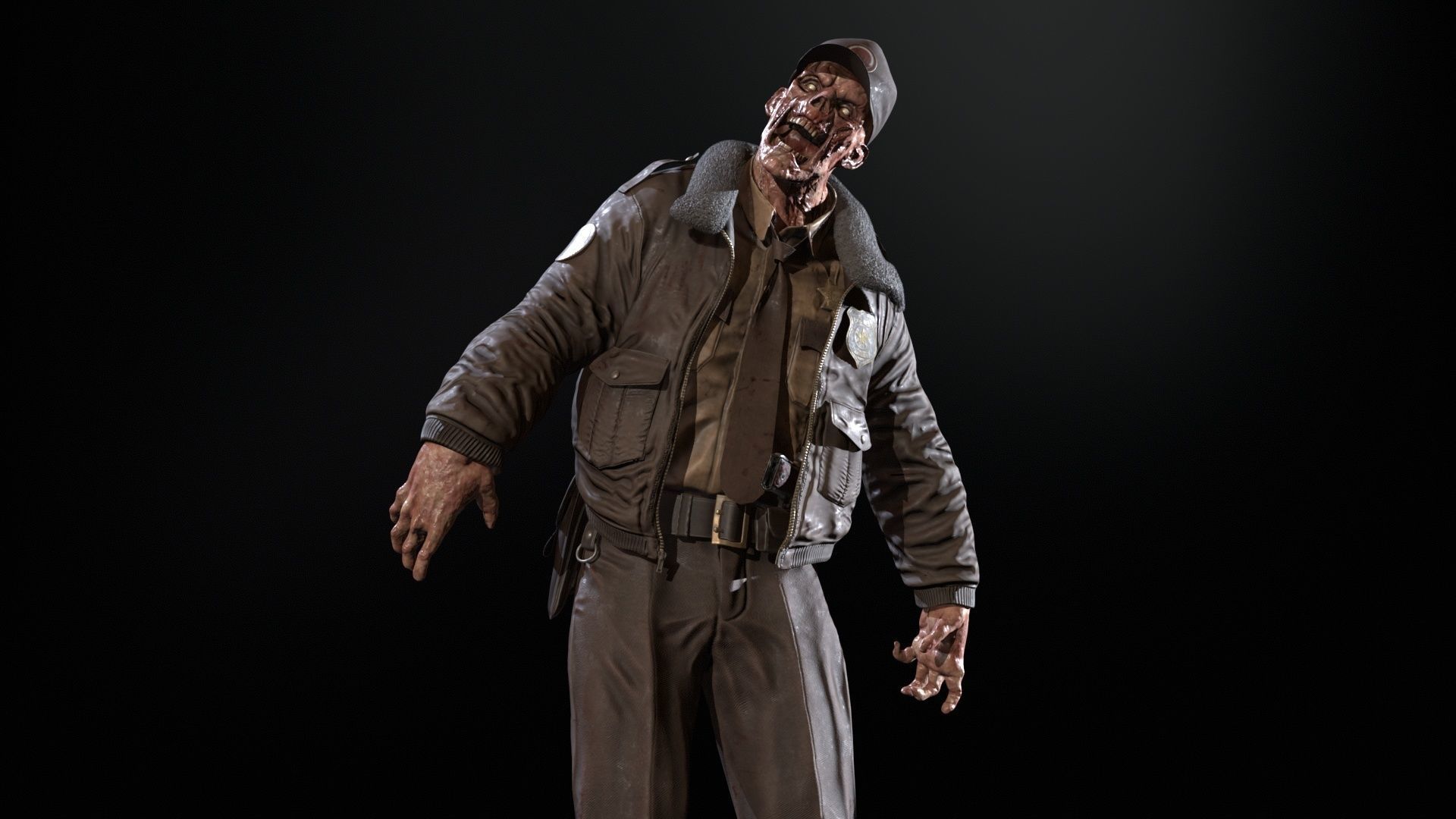 Zombie Sheriff Low-poly 3D model_30