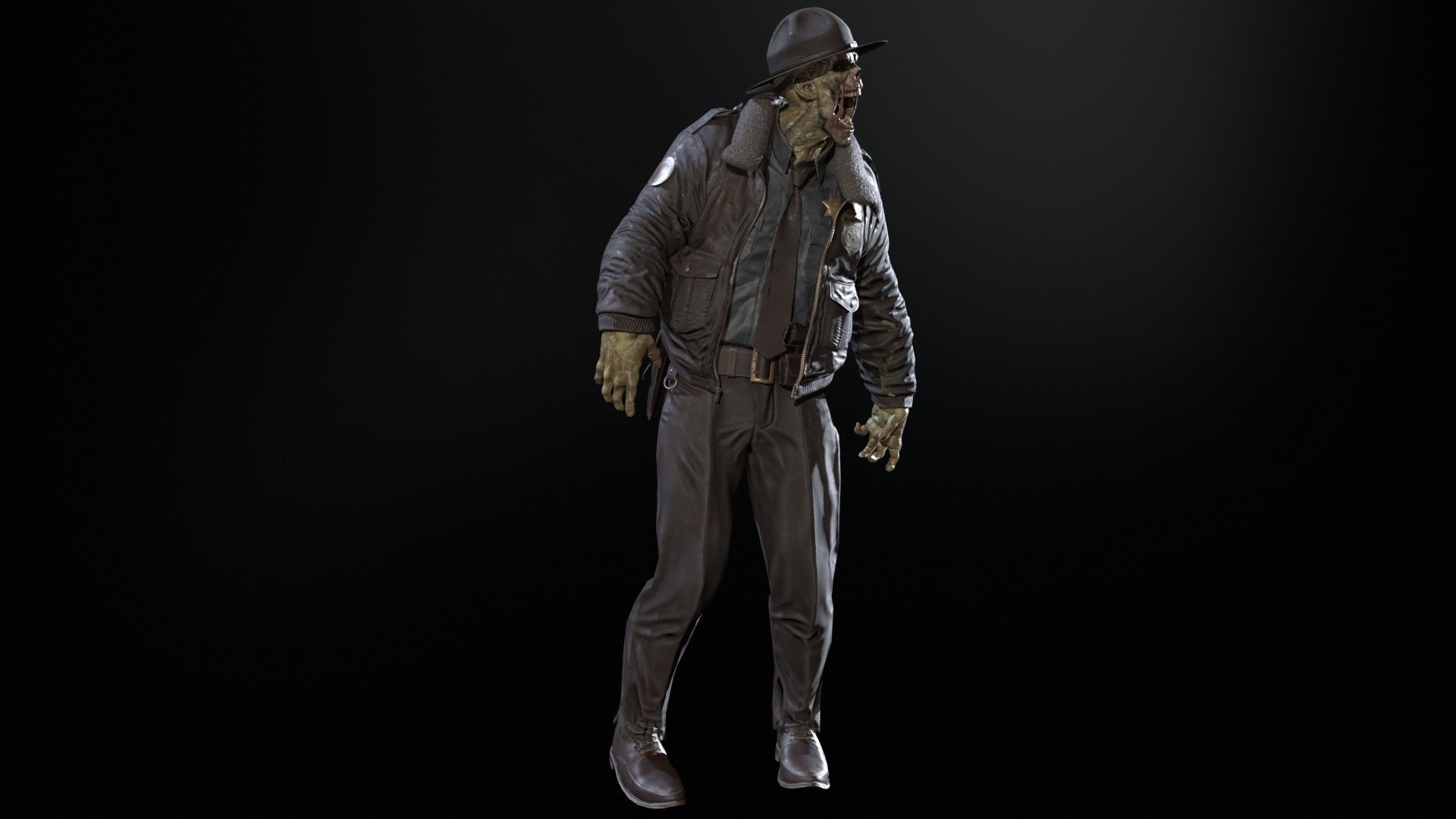Zombie Sheriff Low-poly 3D model_22