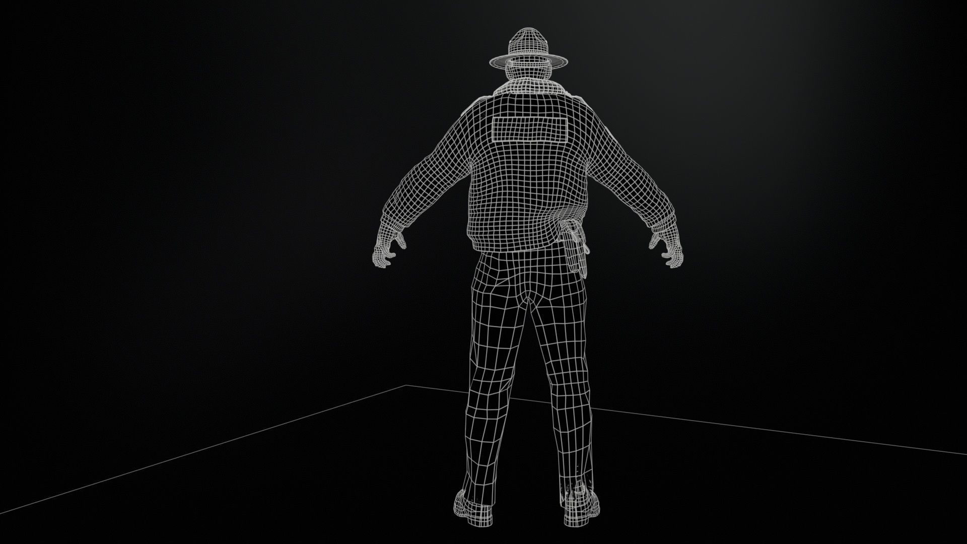 Zombie Sheriff Low-poly 3D model_20