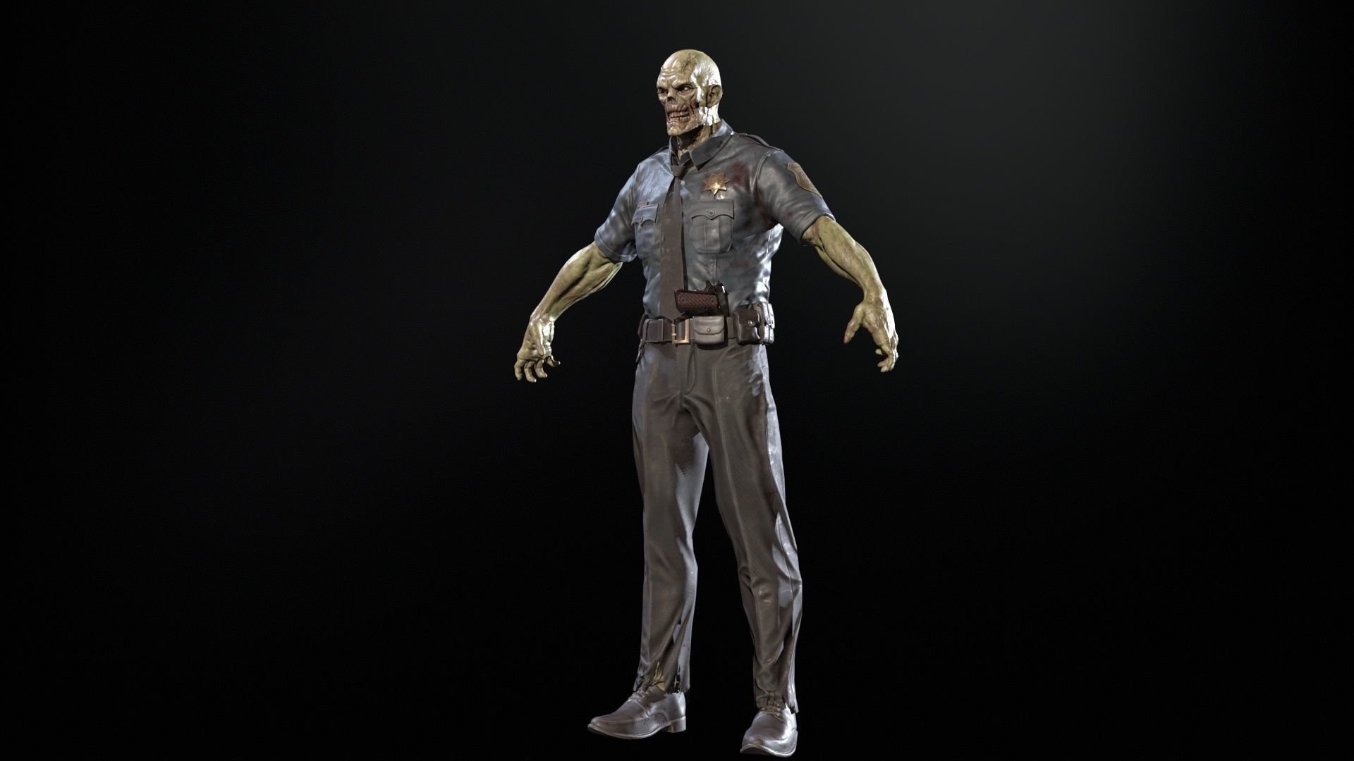Zombie Sheriff Low-poly 3D model_9