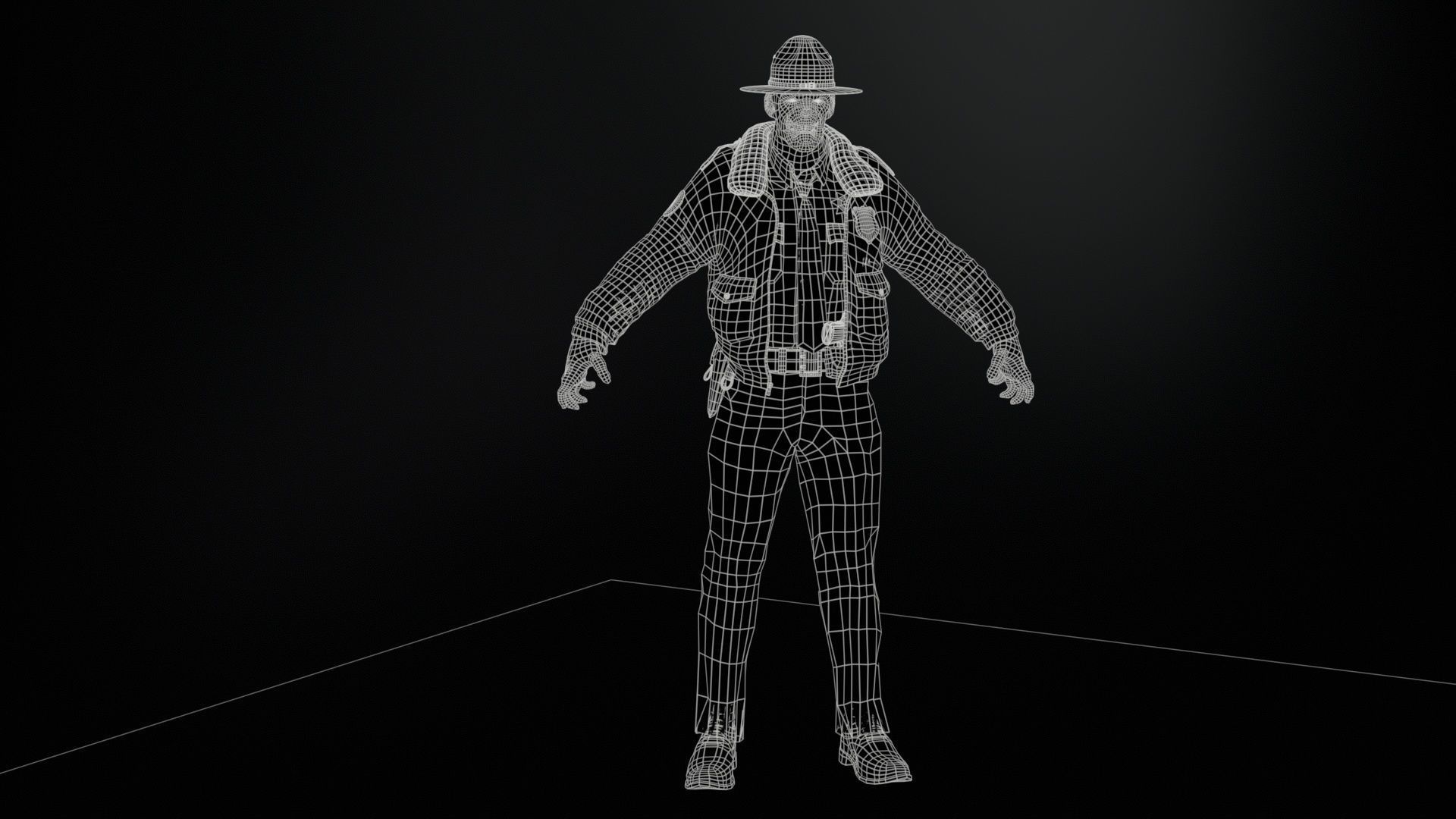 Zombie Sheriff Low-poly 3D model_21