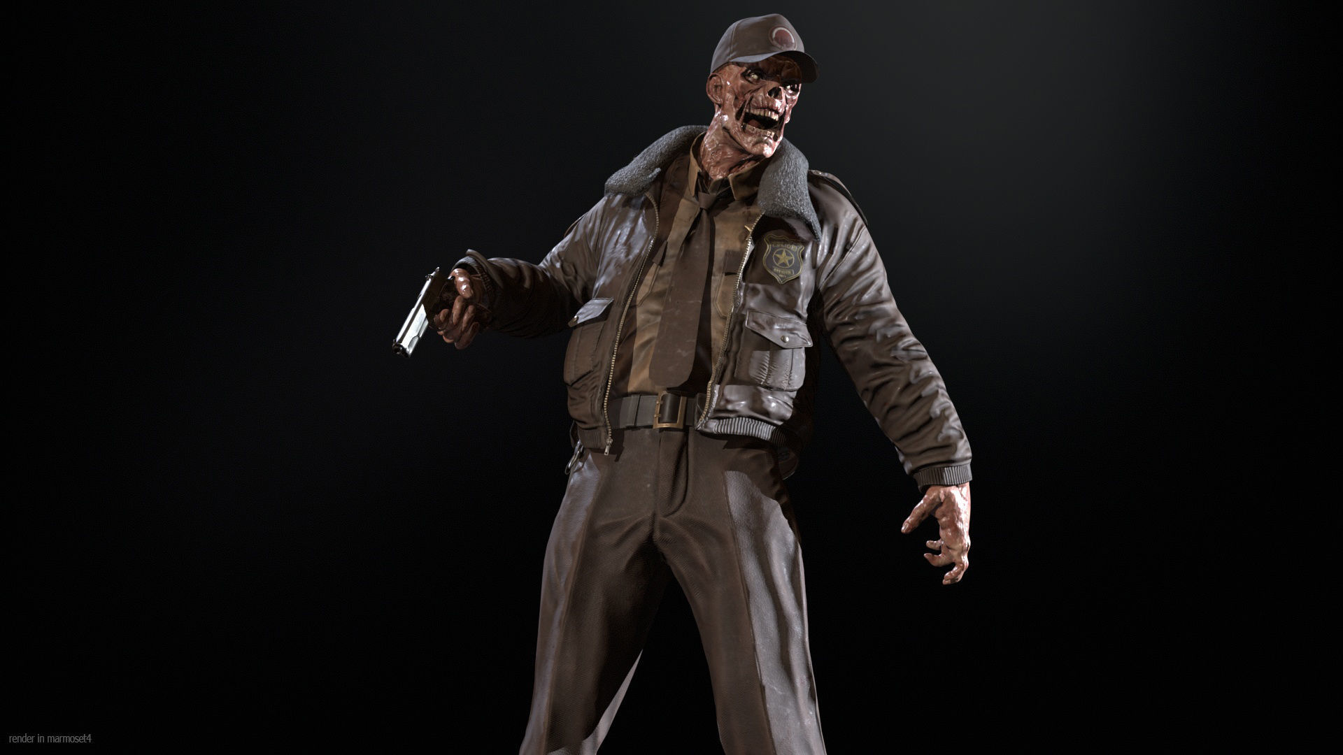 Zombie Sheriff Low-poly 3D model_4