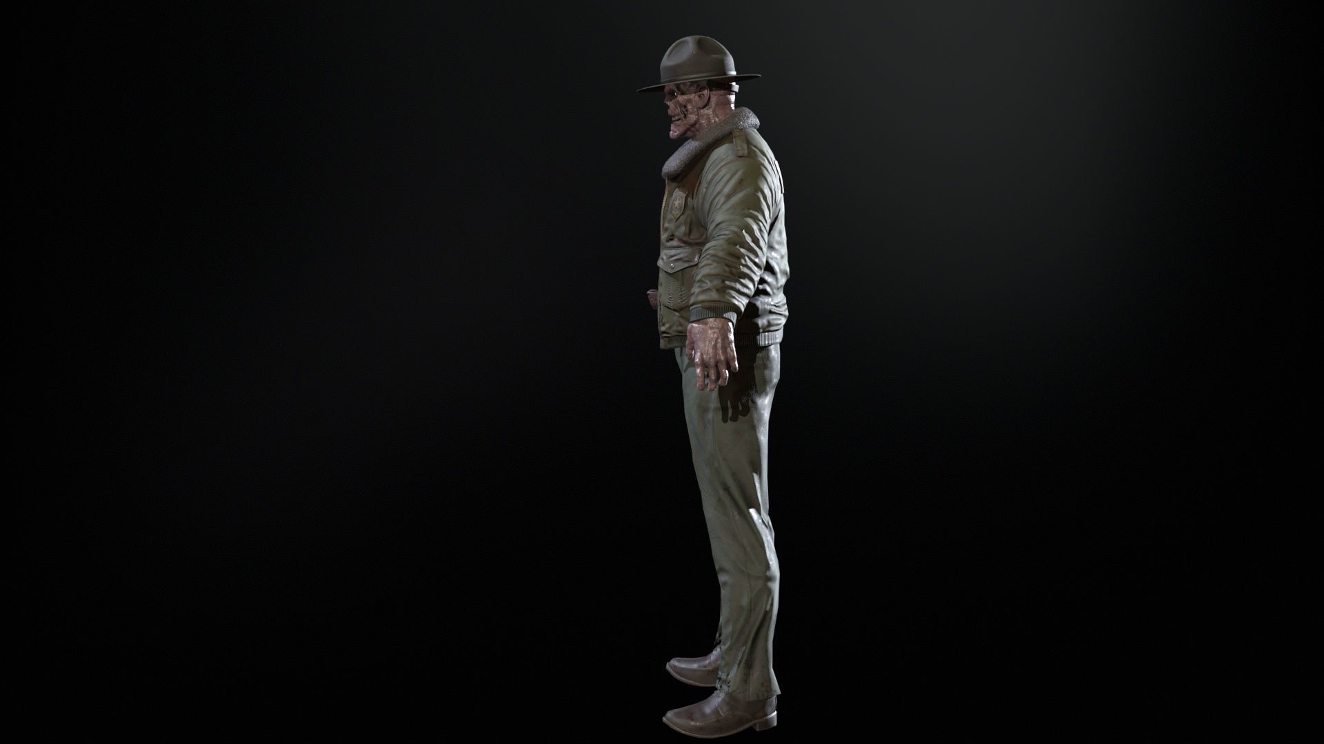 Zombie Sheriff Low-poly 3D model_19