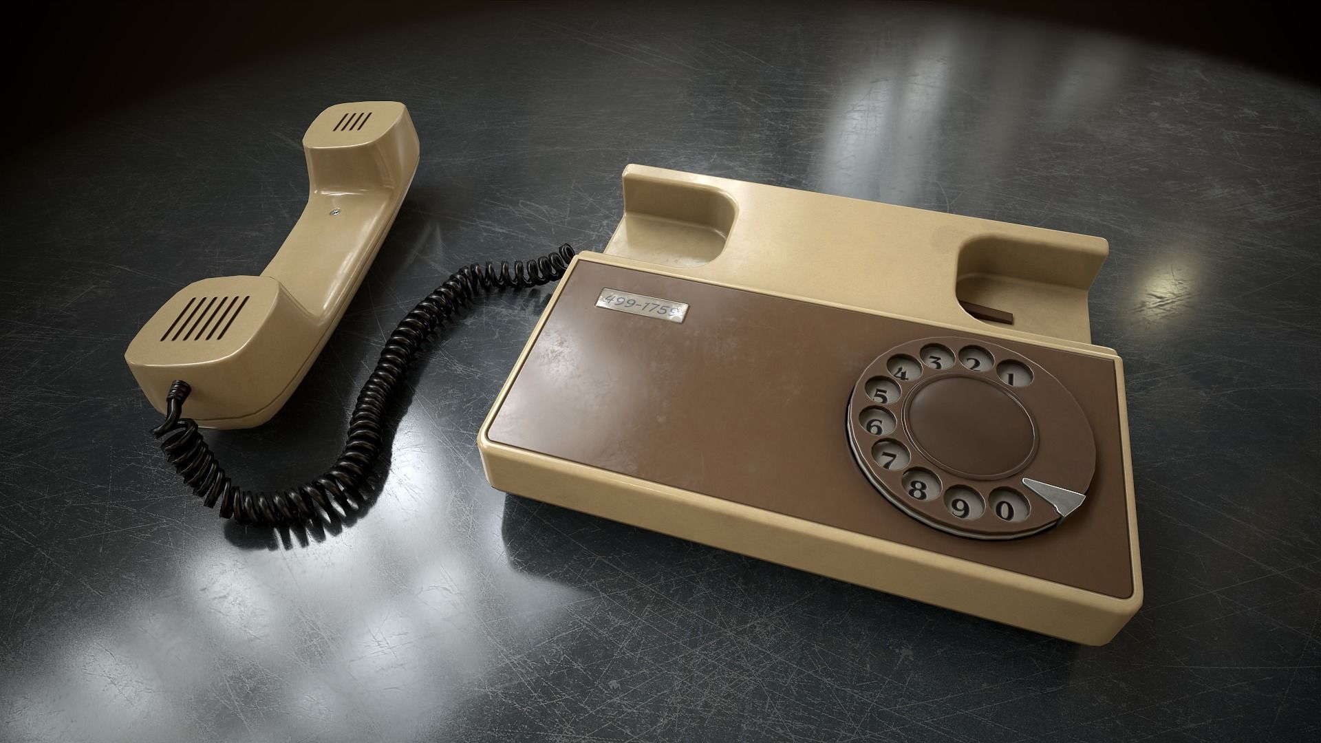 Retro telephone Low-poly 3D model_2