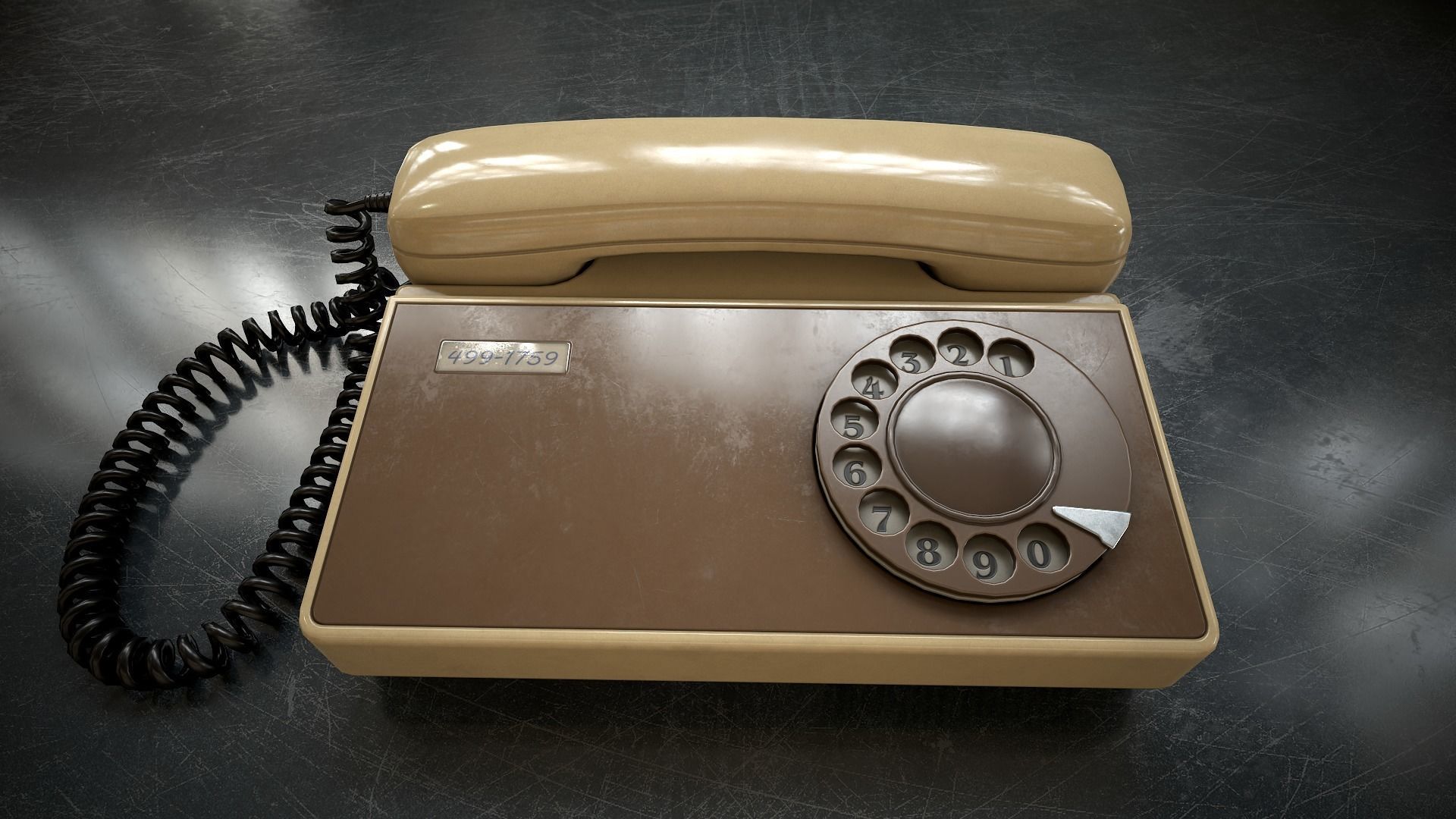 Retro telephone Low-poly 3D model_11