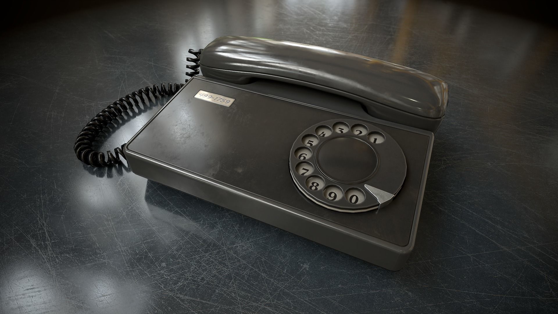 Retro telephone Low-poly 3D model_9