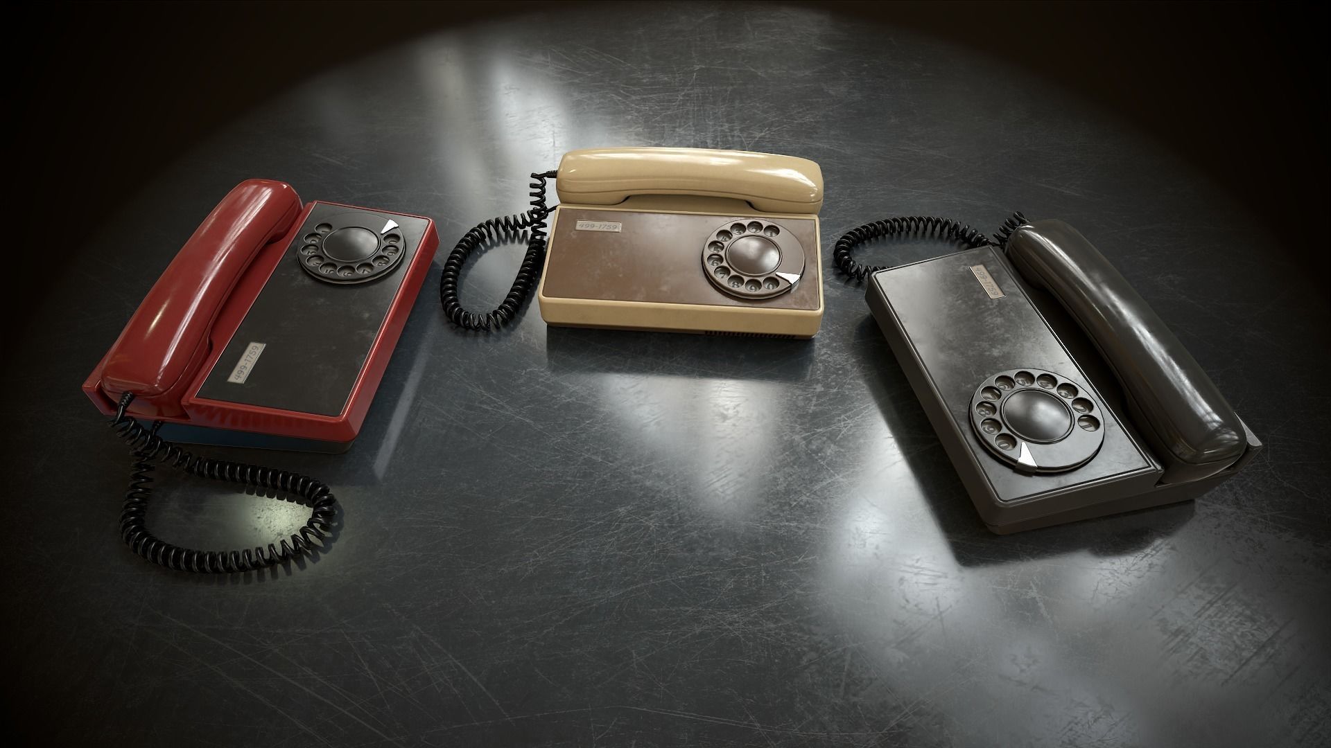 Retro telephone Low-poly 3D model_1