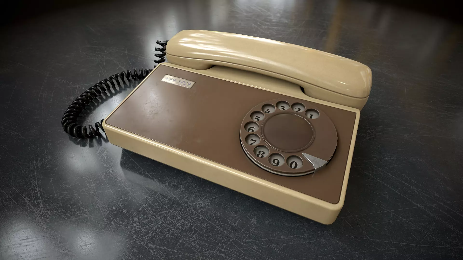 Retro telephone Low-poly 3D model_0