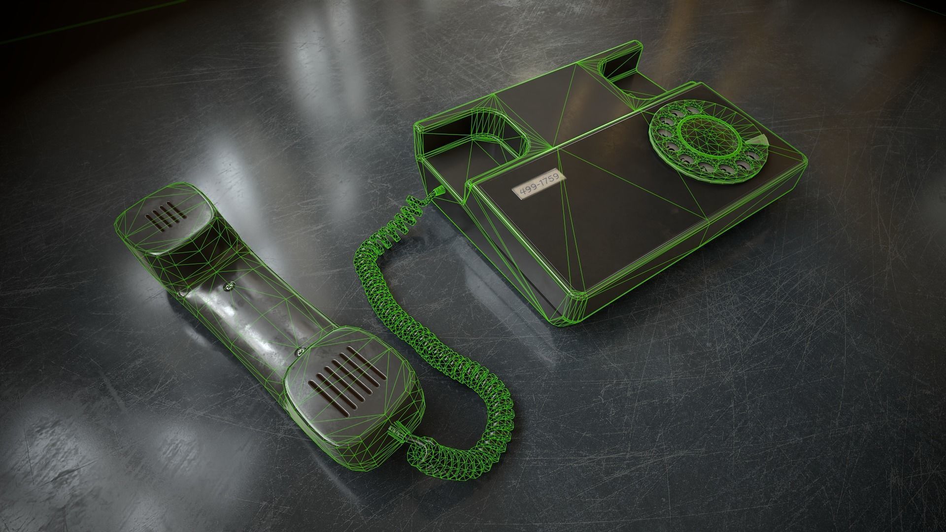 Retro telephone Low-poly 3D model_20