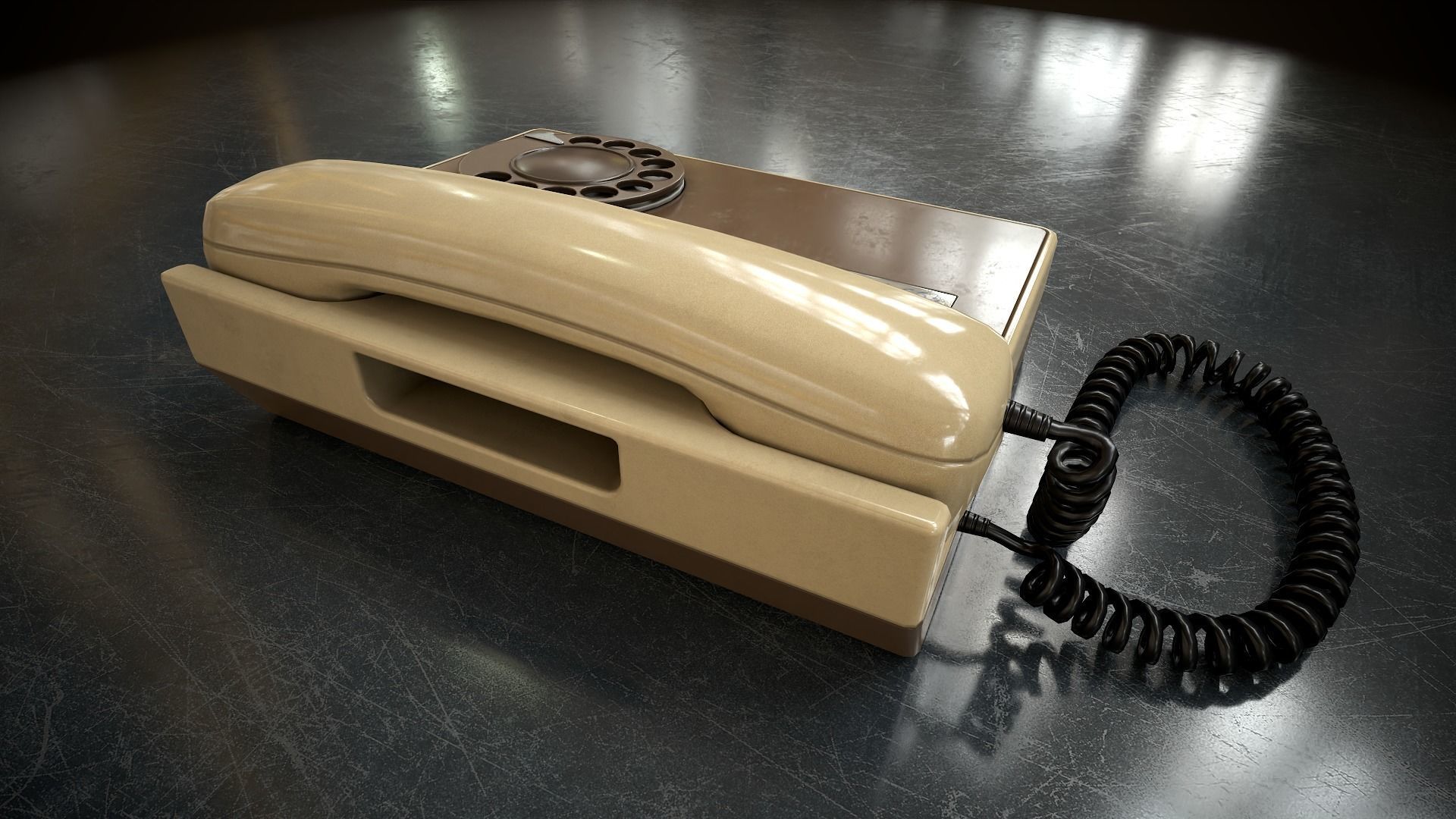 Retro telephone Low-poly 3D model_7