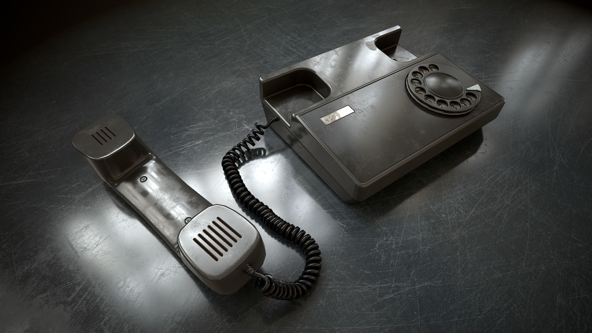Retro telephone Low-poly 3D model_18